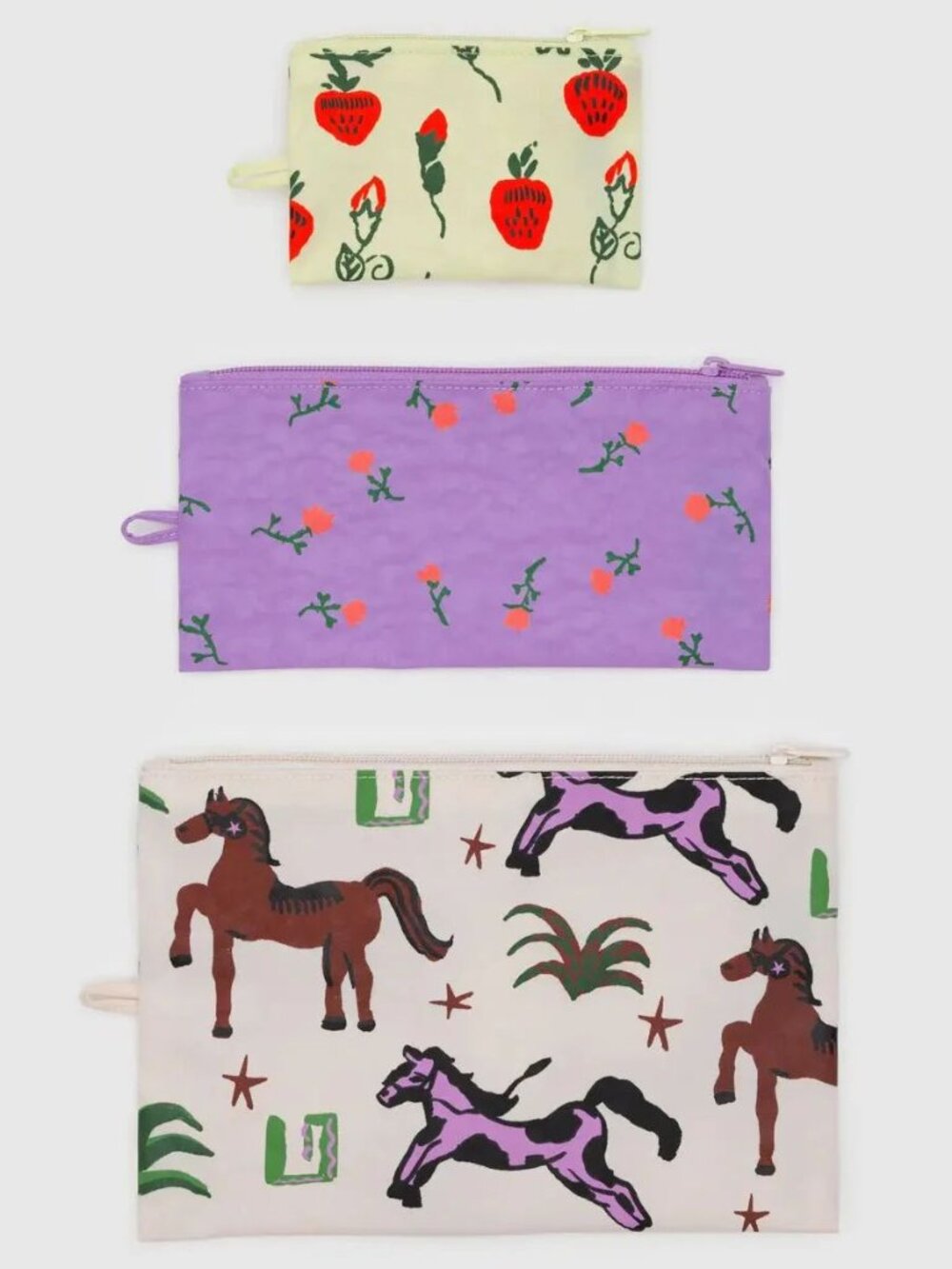 NWT Baggu Flat Pouch Set - Painted Prairie
